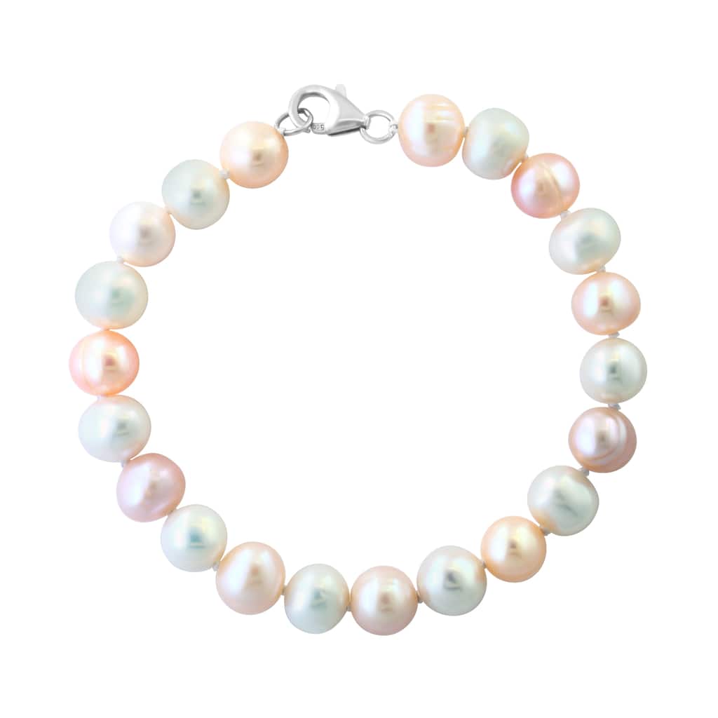 EFFY 925 Sterling Silver Pink and Peach Freshwater Pearl Bracelet