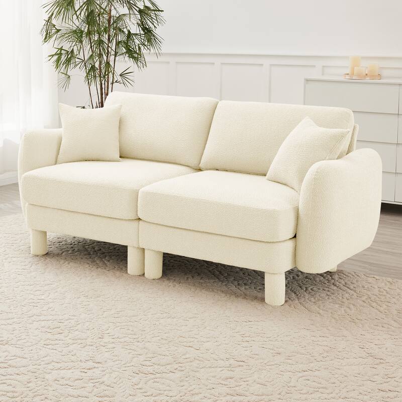 Distinctive Sofa Couch with Shell-Shaped Armrests, 2-seater Loveseat Couch Sofa Couch with Wood Frame