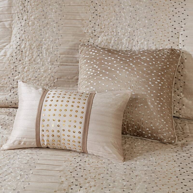 GDF Studio - 8-Piece Embroidered Faux Silk Comforter Set with Decorative Pillows