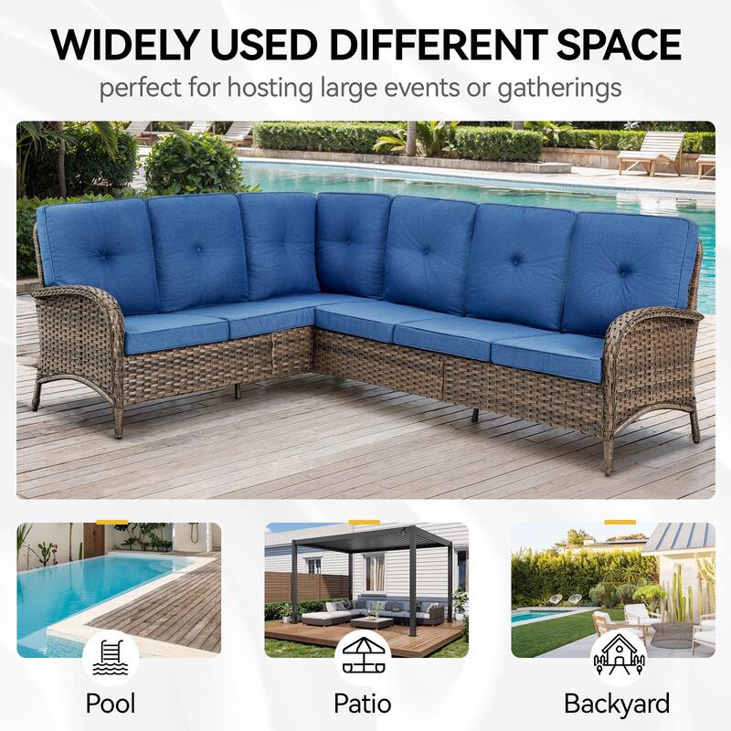 Outdoor Sectional Furniture Sofa Set with Thick Cushions