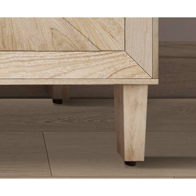 Roomfitters 60" Premium Farmhouse Credenza, Symmetrical Sunburst Door Design TV Stand with Adjustable Shelves