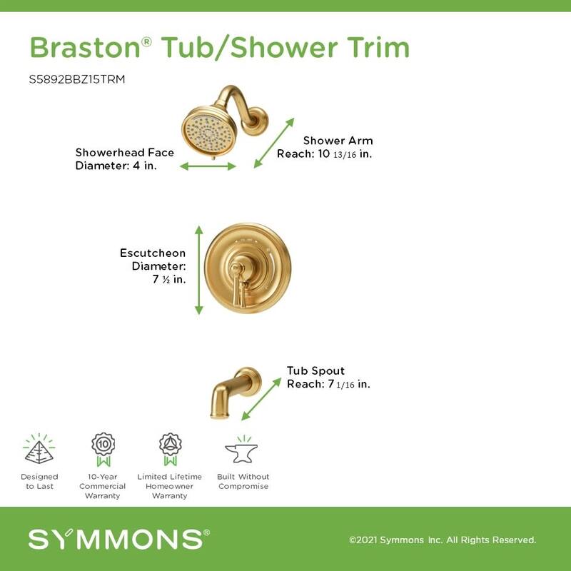 Symmons S589215TRM Braston Tub and Shower Trim Package with 1.5 GPM