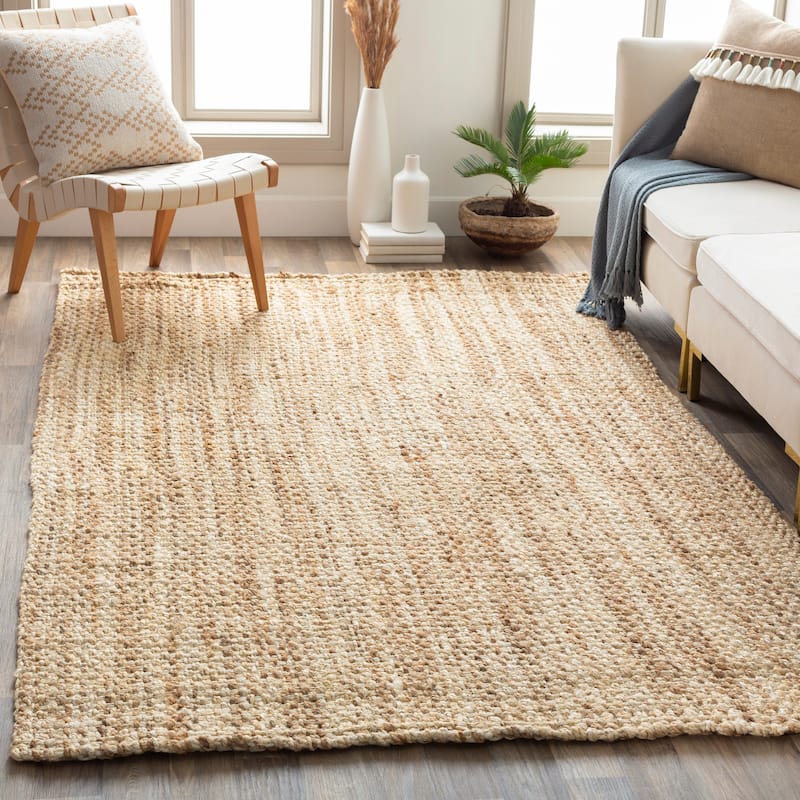 Aesha Handmade Farmhouse Jute Area Rug - Wheat - 2' x 3'