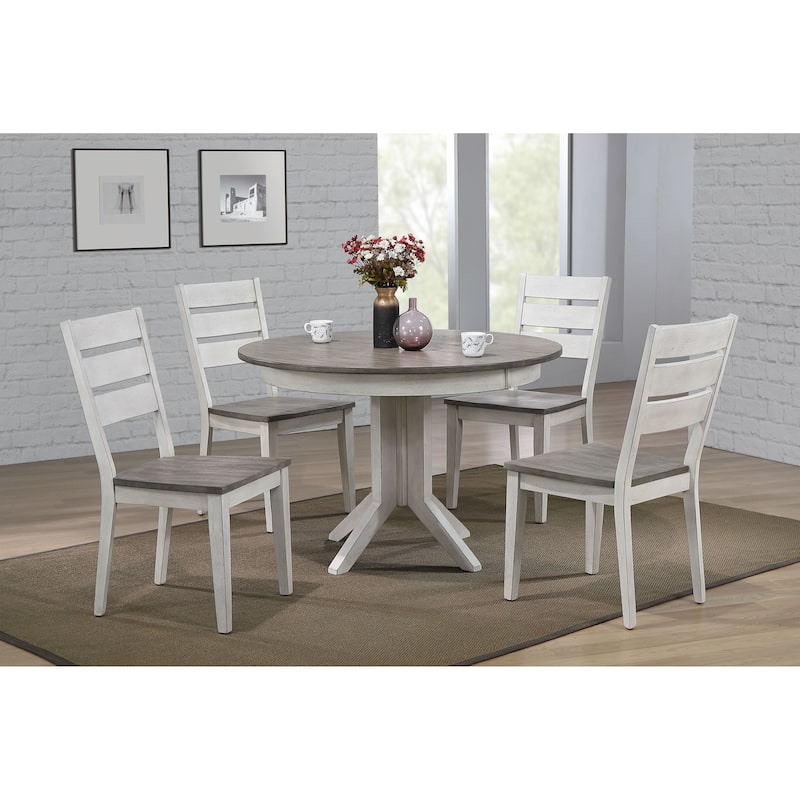 Contemporary Ladder Back Side Chair Ash/ Stormy White 5- Piece Set