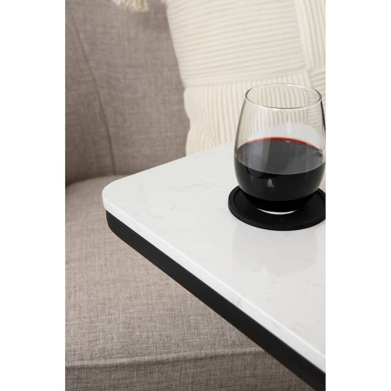 Kate and Laurel Credele Cultured Marble and Metal Accent C-Table