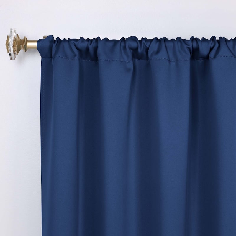 Superior Modern Solid Washable Room Darkening Blackout Curtains, Set of 2 Panels