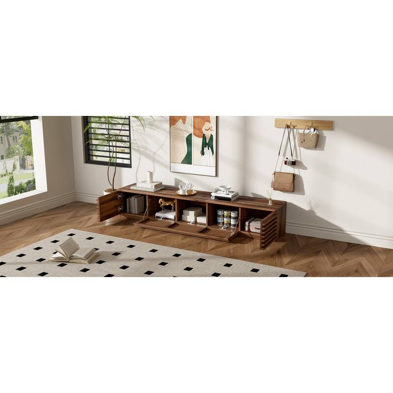 Roomfitters 70 Inch Modern TV Stand for TVs up to 80 Inch, Media Console with Soft-Closing Hinges & Cable Management, Walnut