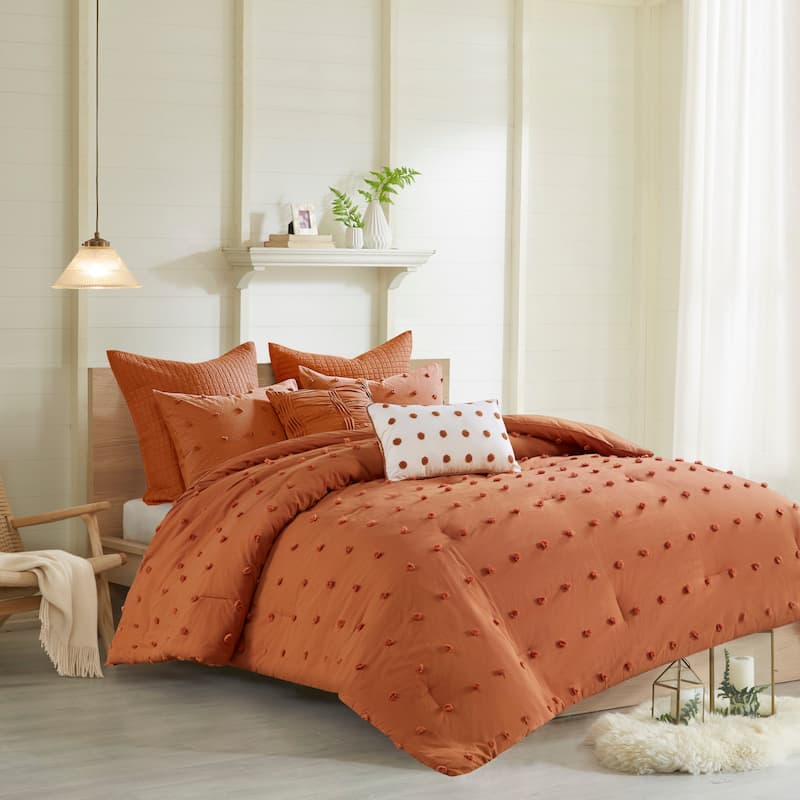 Intelligent Design Maize Cotton Jacquard Comforter Set with Euro Shams and Throw Pillows
