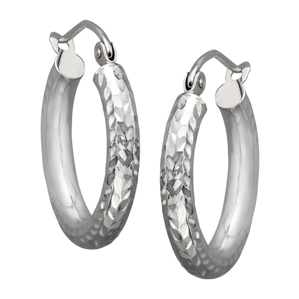 Shop Eternity Gold Diamond-Cut Hoop Earrings in 14K White Gold - On Sale - Free Shipping Today ...