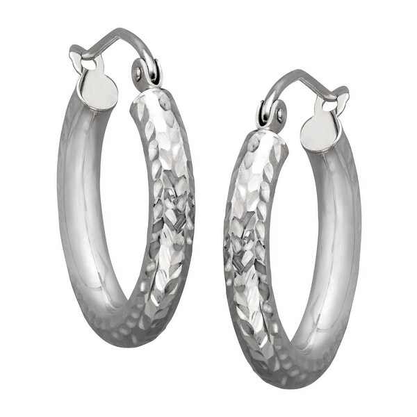 Eternity Gold Diamond Cut Hoop Earrings In 14k White Free Eternity Gold Diamond Cut Hoop Earrings In 14k White