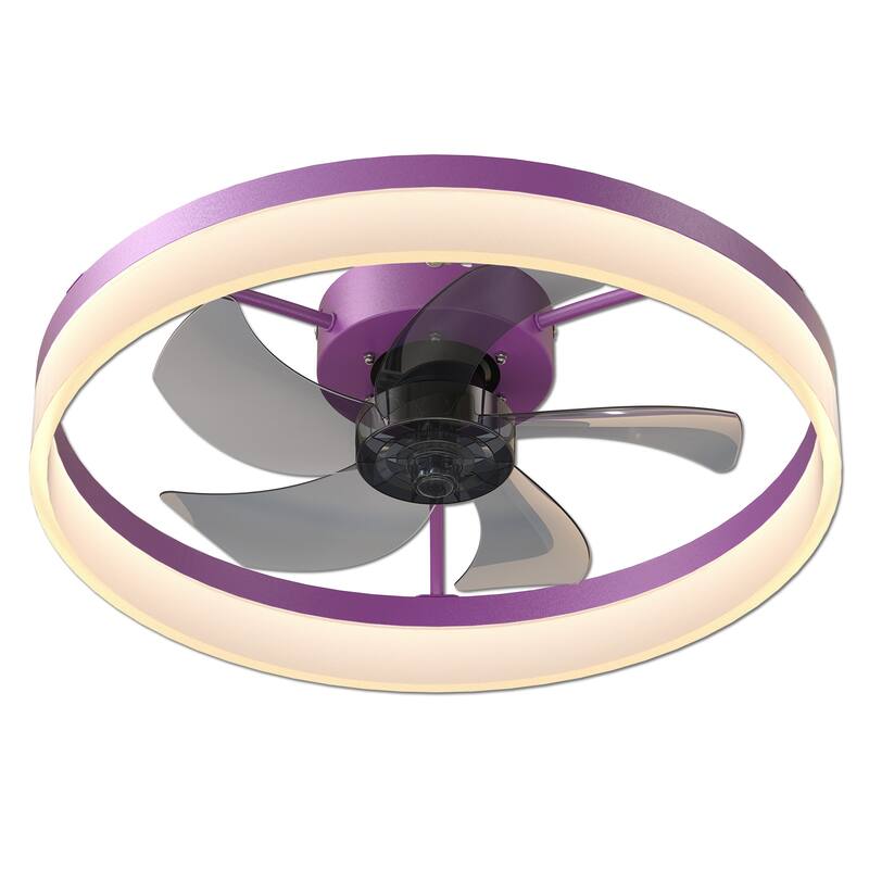 Modern Flush Mount Ceiling Fan with LED Light, Dimmable Ceiling Light with Fan for Children's Room Study Rooms