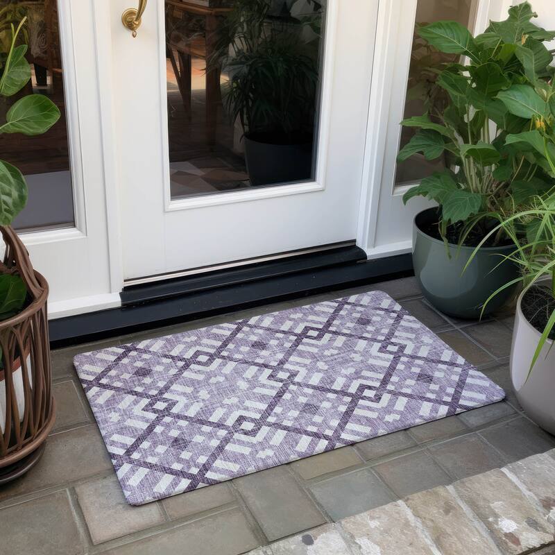 Machine Washable Indoor/ Outdoor Chantille Contemporary Trellis Rug