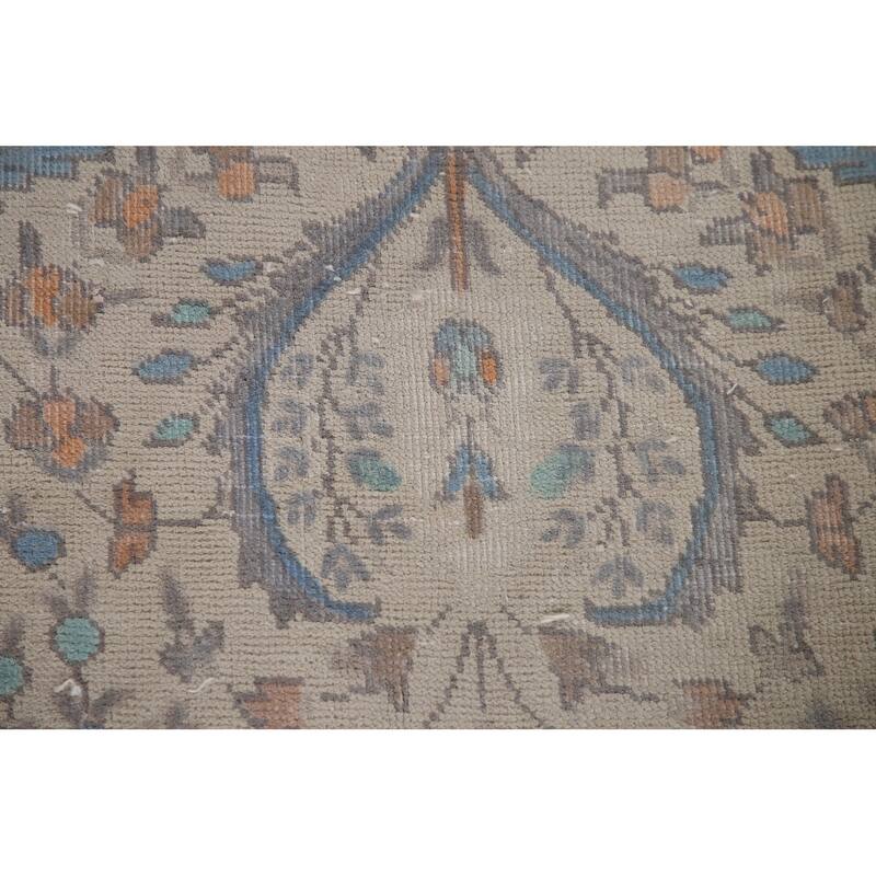 Antique Floral Distressed Tabriz Persian Rug Hand-knotted Wool Carpet - 6'8" x 10'0"