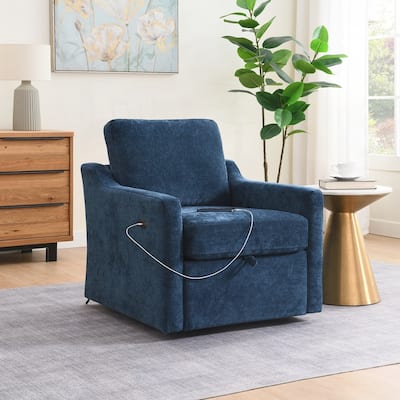 Swivel Arm Chair with Soft Chenille Fabric