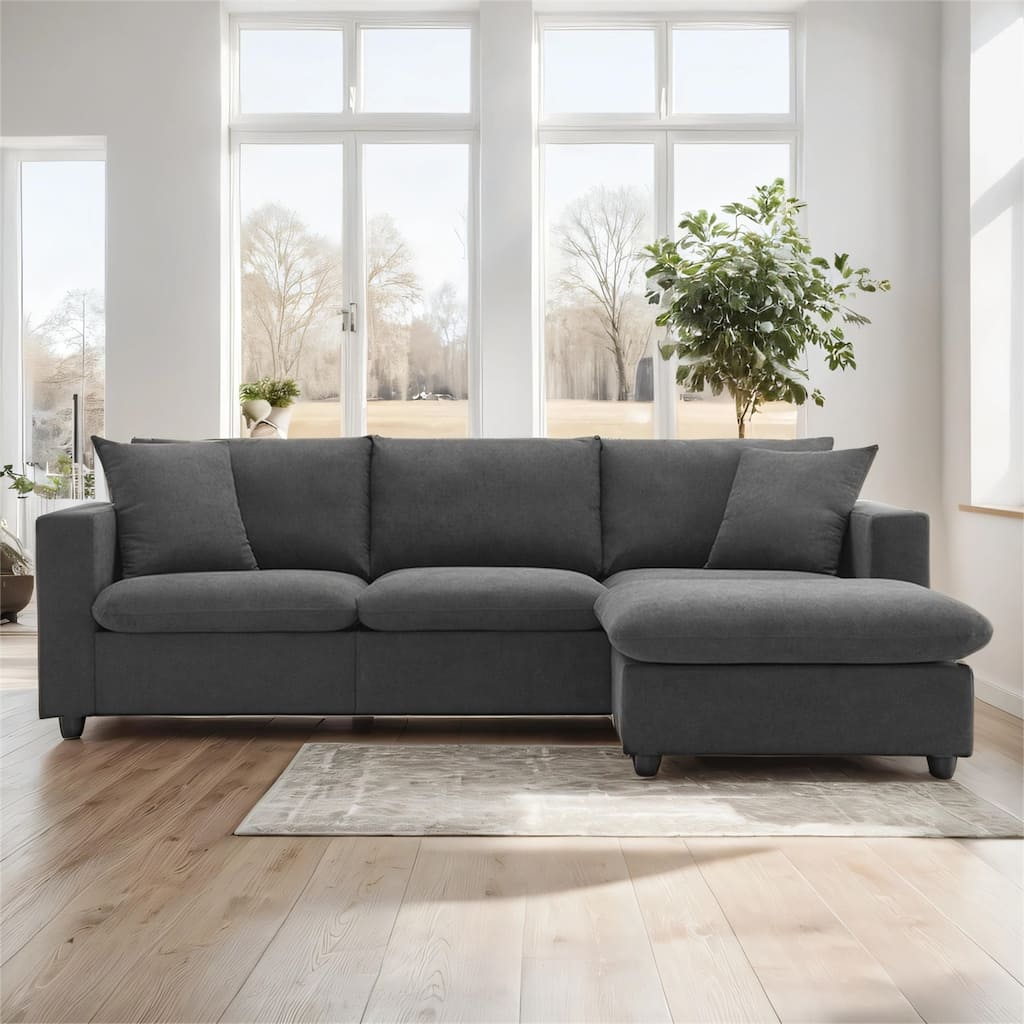 100.4*64.6" Sectional Sofa, L-shaped Couch Set with 2 Free pillows