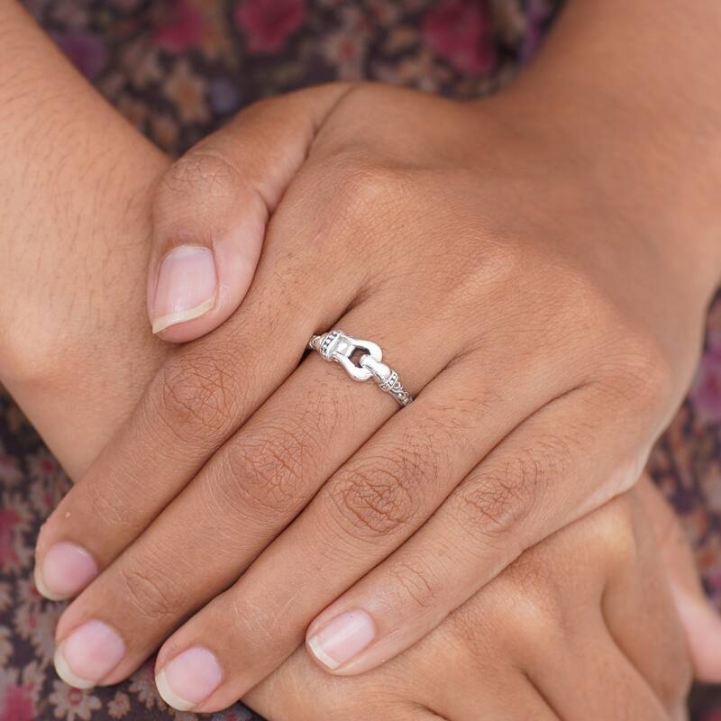 Novica Handmade Linked Together Sterling Silver Band Ring