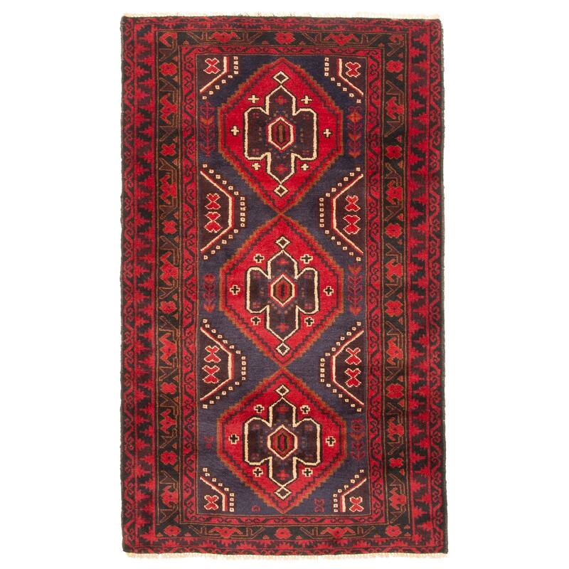 ECARPETGALLERY Hand-knotted Teimani Dark Navy Wool Rug - 3'4 x 5'7