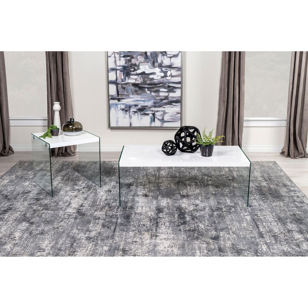 Opal Coffee And End Table Set White High Gloss