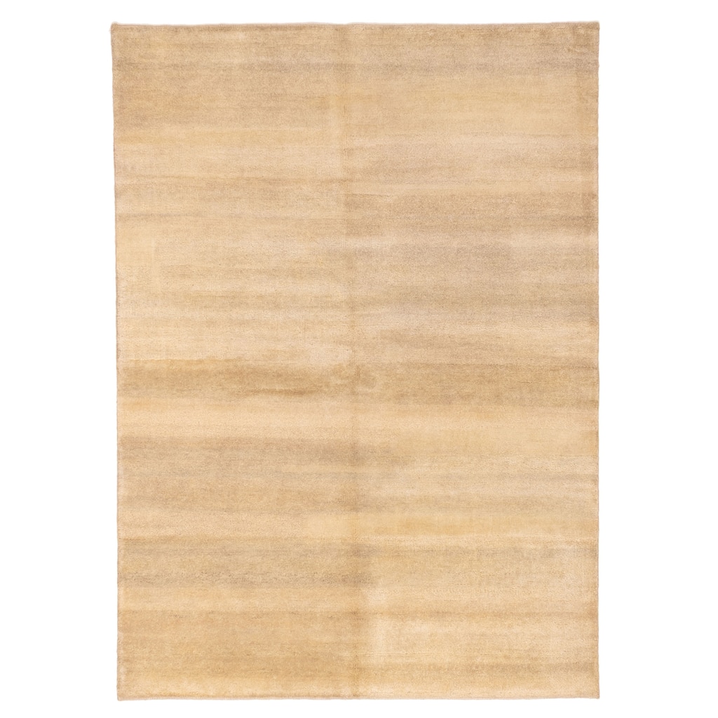 ECARPETGALLERY Hand-knotted Pak Finest Gabbeh Light Khaki Wool Rug - 4'11 x 6'11