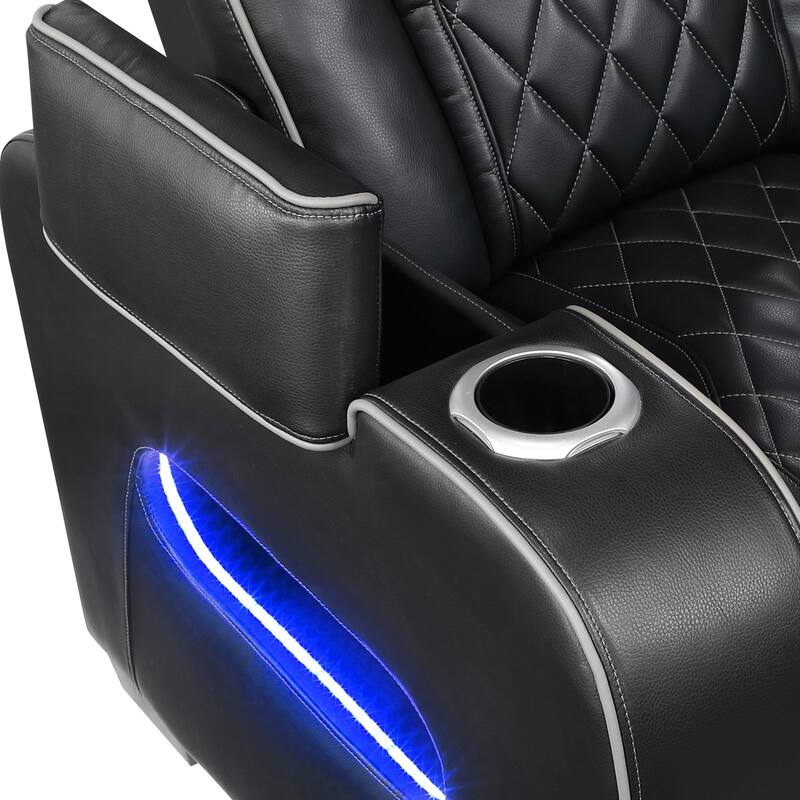 Ezra 37.5" Faux Leather Power Recliner - Power Heatrest, Cup Holders