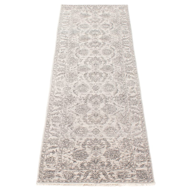 ECARPETGALLERY Hand-knotted Heritage Grey Silk, Wool Rug - 2' 7" x 8' 7"