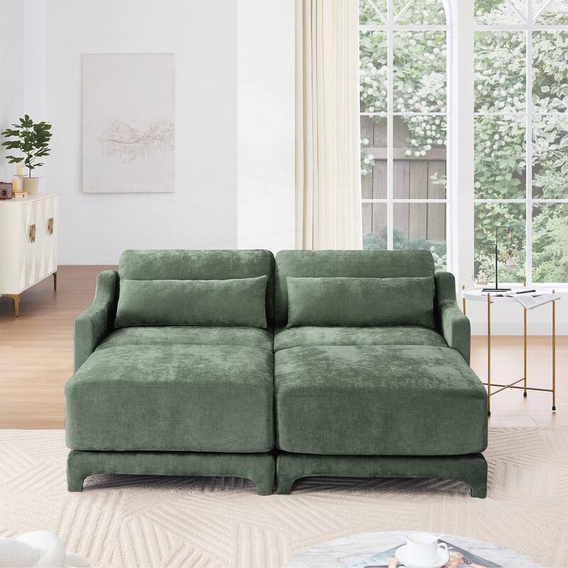 Chenille fabric Two seater sofa - Green