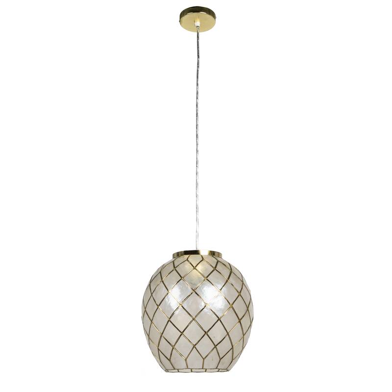 Marina Natural Capiz and Metal Orb Pendant Ceiling Light