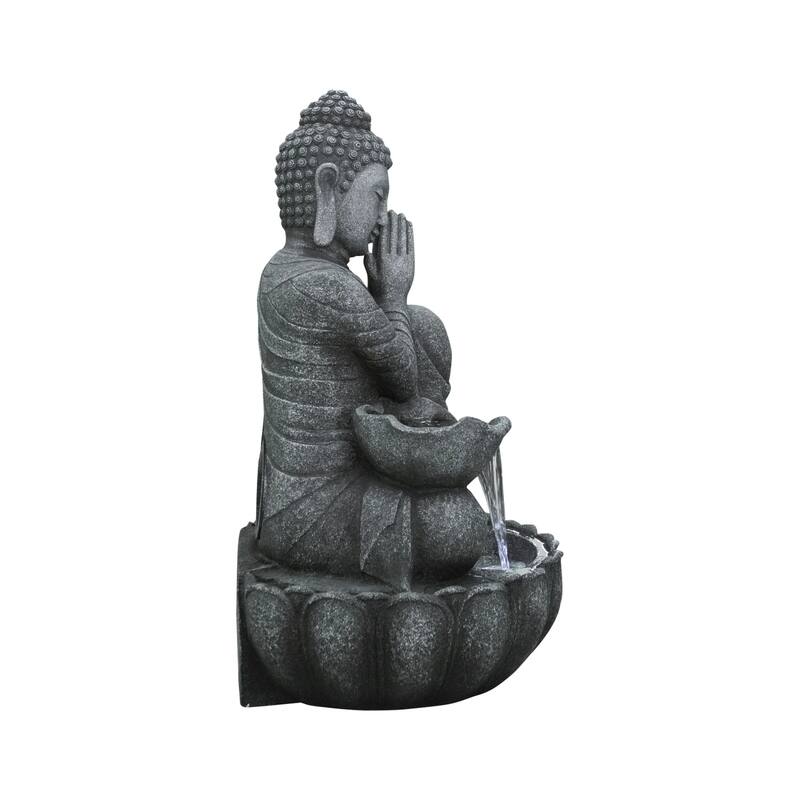 LED Lighted Sitting Buddha Outdoor Garden Water Fountain - 32.25"