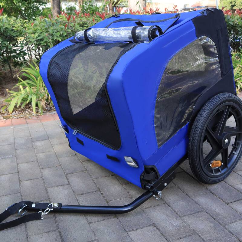 Foldable Dog Bike Trailer with Steel Frame, 16-Inch Wheels, and 88lb Capacity