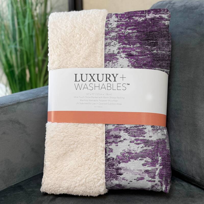 Premium Machine Washable Abstract Modern Sherpa Throw Blanket