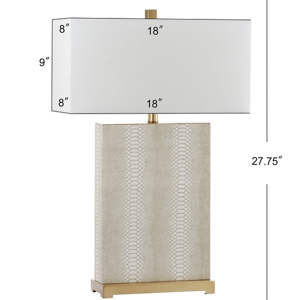 SAFAVIEH Lighting 28-inch Joyce Faux Snakeskin Cream Table Lamp (Set of 2) - 18"x8 "x27.75"