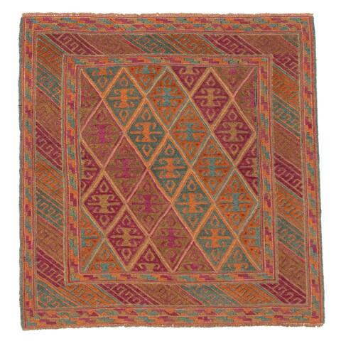 ECARPETGALLERY Hand-knotted Tajik Caucasian Teal Wool Rug - 3'10 x 4'2
