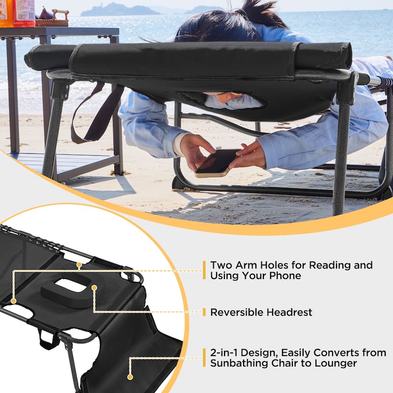 Yaheetech Outdoor Folding Tanning Chair with Removable Padded Cushion and Face Hole