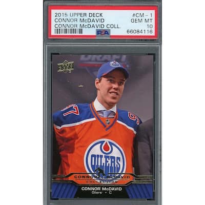 Connor McDavid 2015 Upper Deck Hockey Rookie Card RC #CM-1 Graded PSA 10 - 8'6" x 11'6"