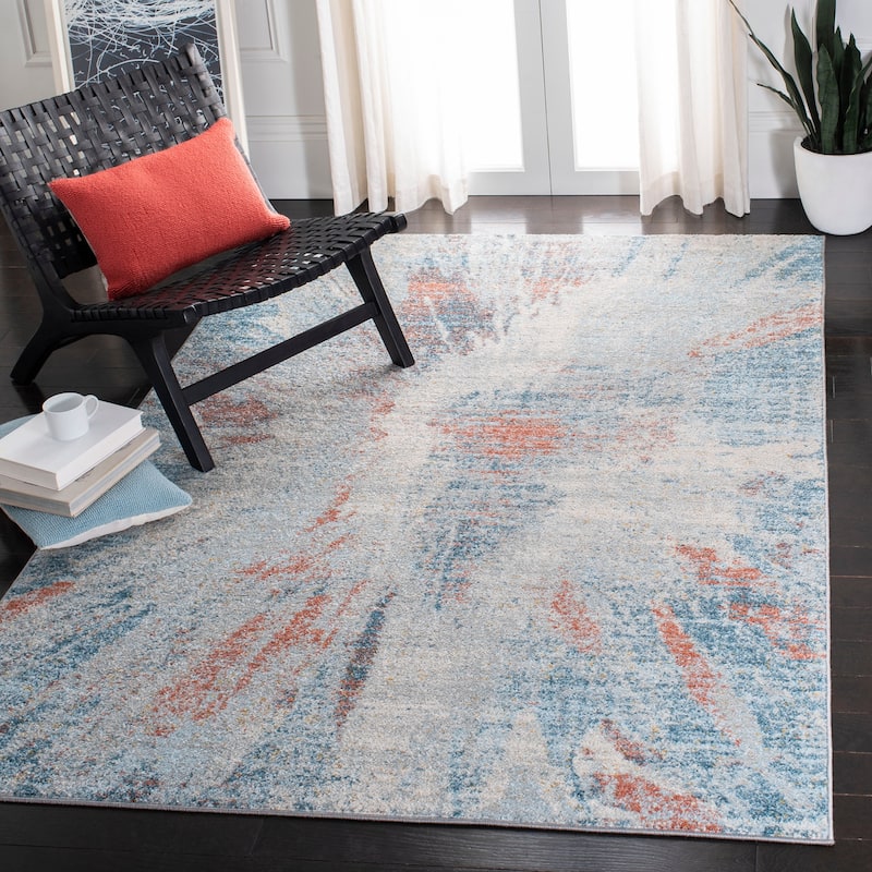 SAFAVIEH Tulum Hortense Modern Abstract Burst Rug - 12' x 15' - Blue/Pink