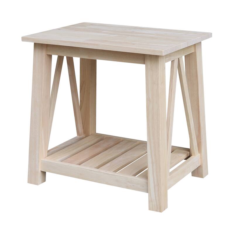 Surrey Solid Wood End Table - Unfinished