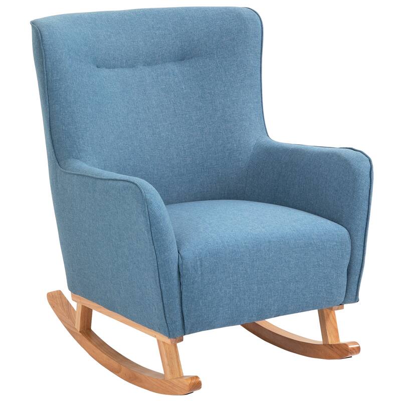 HOMCOM Modern Rocking Sofa Armchair/Lounge Chair with Thick Padding, Winged Back for Living Room, or Bedroom, Greige