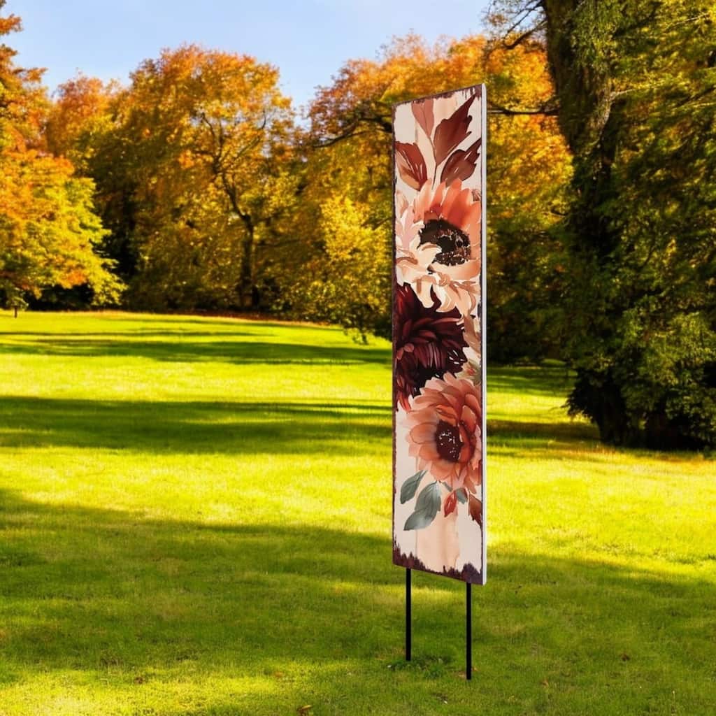 HomeRoots 42" White Orange And Brown Solid Wood Floral Bouquet Garden Stake