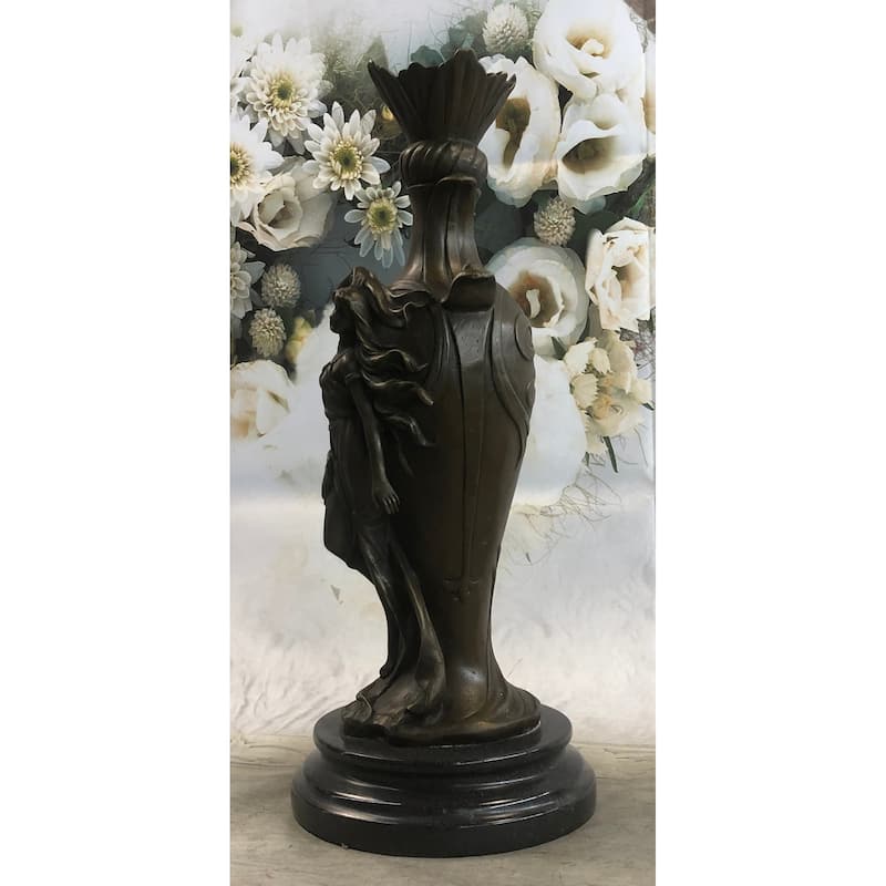 Signed Art Deco Sexy Woman By Cheret Bronze Sculpture Marble Base Figurine Deal
