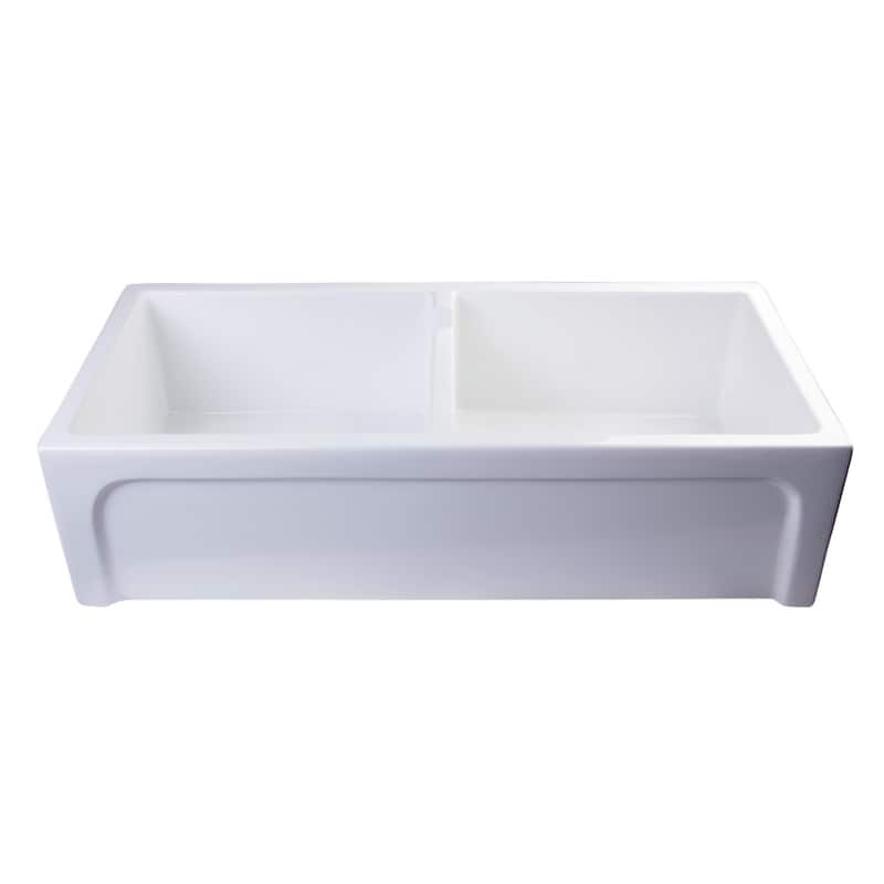 ALFI brand 39-inch White Arched Apron Thick Wall Fireclay Double Bowl Farm Sink