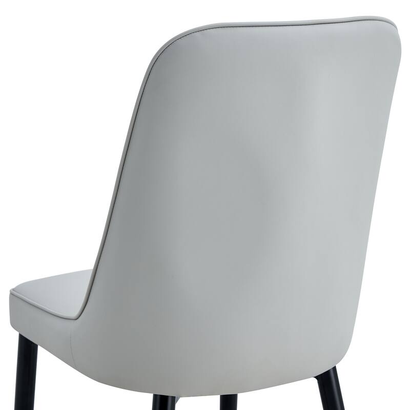 Leather Upholstered Dining Chair with Curved Back Kitchen Chair with Metal Legs Armless Side Chair, Set of 4