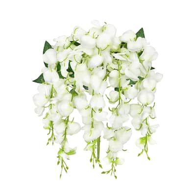 Set of 2 Cream White Artificial Wisteria Flower Stem Hanging Spray Bush 24in - 24" L x 10" W x 3" DP