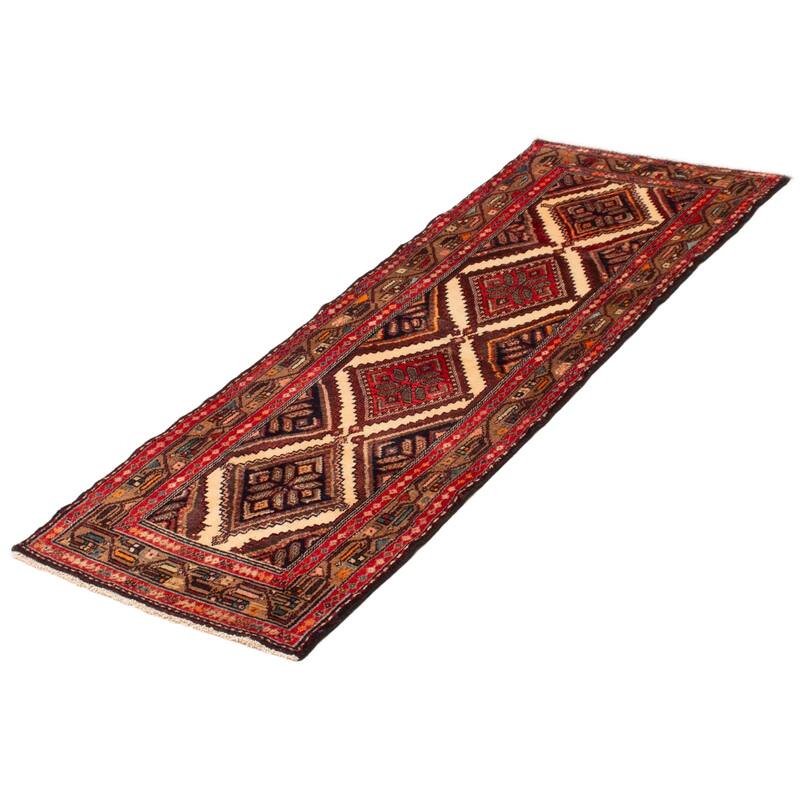 ECARPETGALLERY Hand-knotted Andelz Cream, Red Wool Rug - 2'7 x 6'11