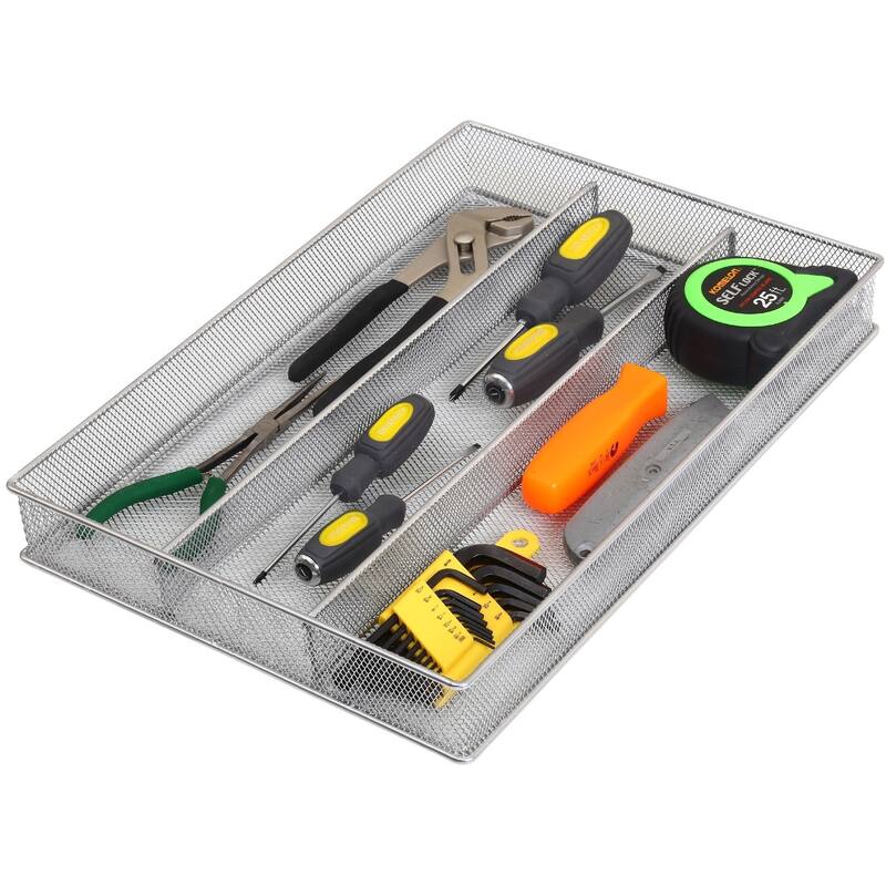 Silver Mesh Cutlery and Flatware Organizer A Stylish and Functional Addition to Your Kitchen