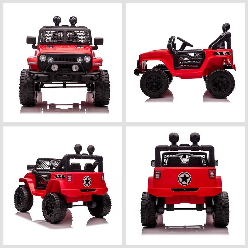Parent Remote Electric Truck Toy with Adjustable Speed, Red Off-Road Vehicle for Kids with LED, Electric Car with Seat Belts
