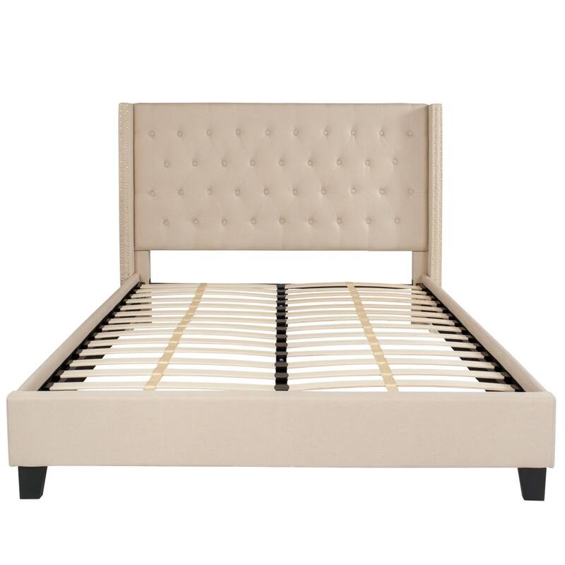 Tufted Upholstered Nailhead Trim Platform Bed