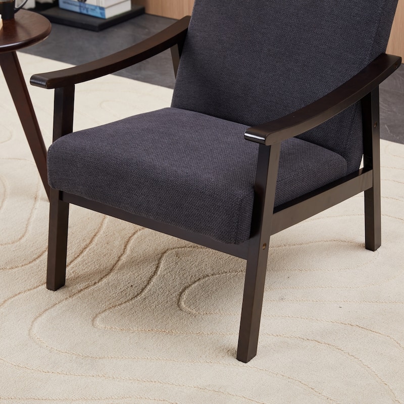 Accent Chair, Mid-Century Modern Armchair with Solid Wood Legs, Reading Leisure Chair with High Back for Living Room