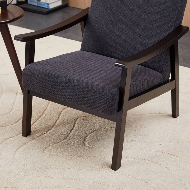 Medieval-inspired Modern Armchair with High back Upholstered Chair, Solid wood legs, Leisure reading chair