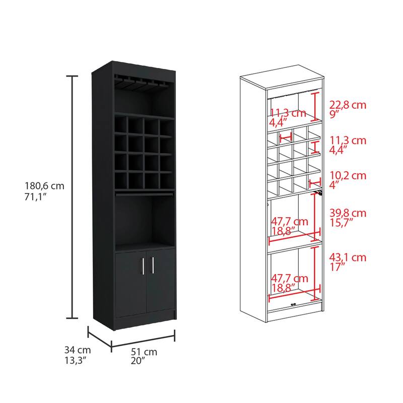 Being Kava Bar Cabinet, Double Door, Two Shelves, Sixteen Built-in Wine Rack
