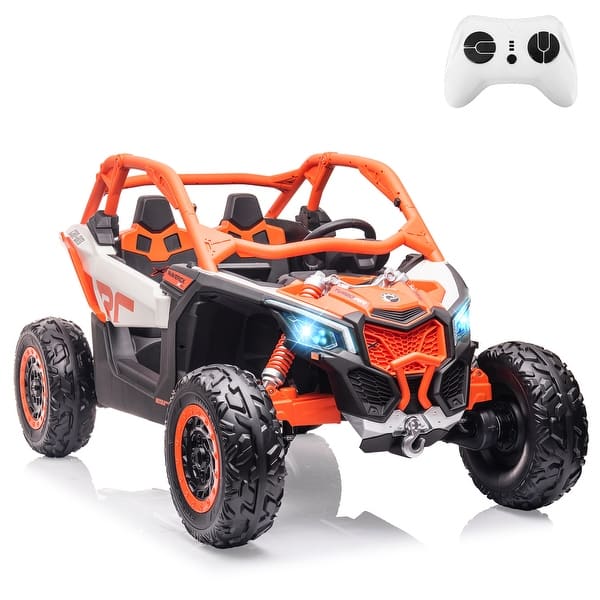 slide 2 of 33, Ride on UTV Car, Licensed Can-Am Electric Off-Road Car, 23" Large Seat, 4WD Kids Truck w/Remote Control Orange